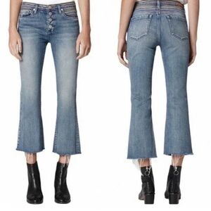 Blank NYC Varick Kick Flare Jeans Rainbow embroidered waist. Buttonfly. Size 28